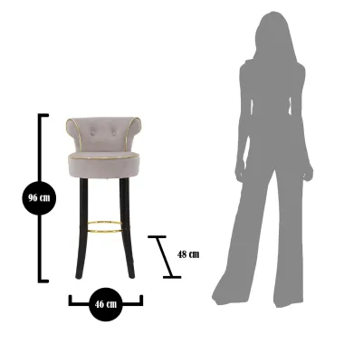 Stołek Barowy LUXY Szary 46 48 96 cm (Wysokość Siedziska 75 cm)